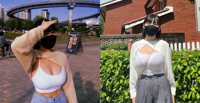 好圓！「巨乳小姐姐」細肩帶背心遮不住渾圓　份量輾壓路人