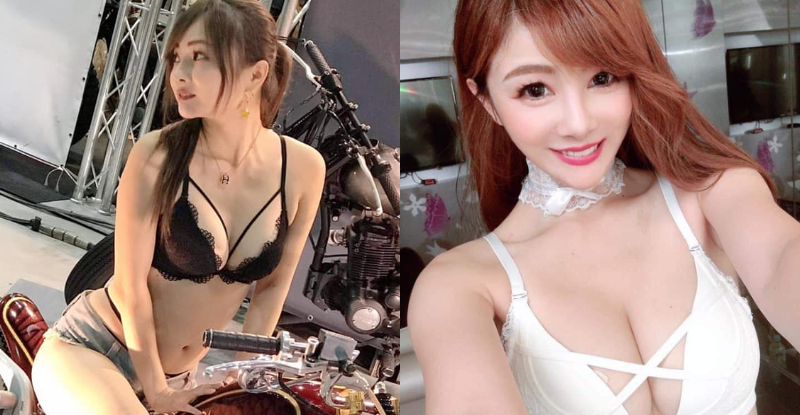 滷味妹改當飆車族！美式機車展驚見「爆乳女騎士」　別人壓車她壓奶